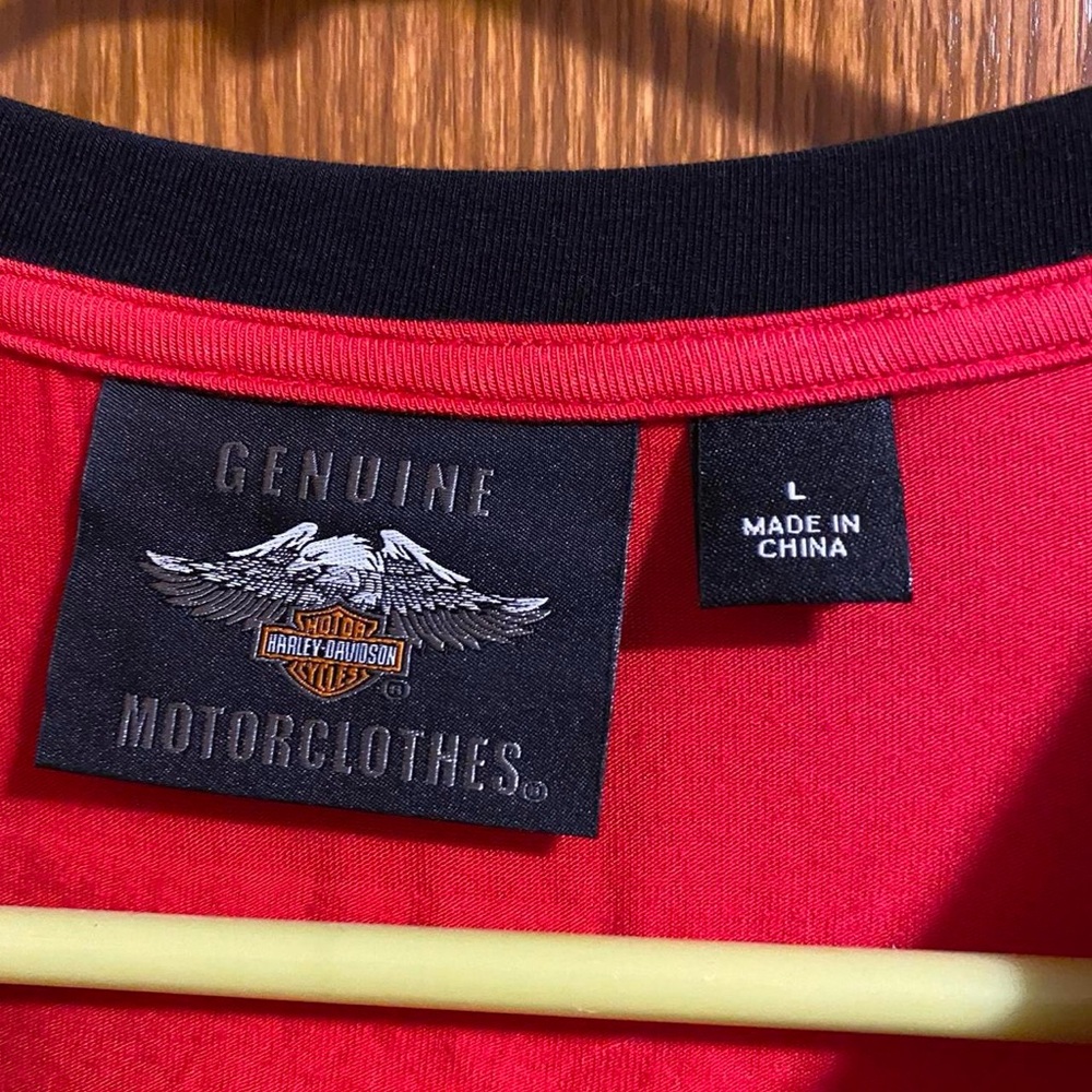 Harley-Davidson Bright Red Short Sleeve Tee with Black Logo - Picture 3 of 3